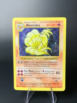 Ninetails 12/102 Shadowless Base Set Holo Vintage Pokemon Card MP Scratched WOTC - Image 1