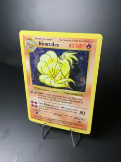 Ninetails 12/102 Shadowless Base Set Holo Vintage Pokemon Card MP Scratched WOTC - Image 2
