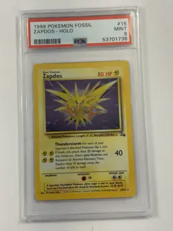 Pokemon Zapdos 15/62 Fossil Unlimited Holo Rare PSA 8 1999-2000 Cosmos Foil Card - Image 1