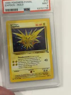 Pokemon Zapdos 15/62 Fossil Unlimited Holo Rare PSA 8 1999-2000 Cosmos Foil Card - Image 2