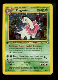 1st Edition Meganium 10/111 Neo Genesis 2000 Holo Rare WOTC Pokemon Card TCG - Image 1