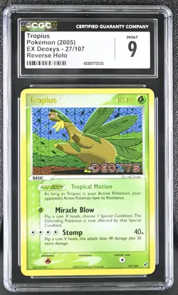 CGC 9 MINT Tropius 2005 EX Deoxys 27/107 Reverse Holo Stamped Pokemon Card - Image 1