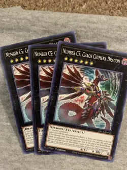 X3 Yu-Gi-Oh Card: Number C5: Chaos Chimera Dragon DLCS-EN045 1st Edition! NM X3 - Image 1