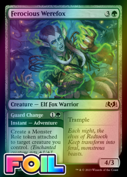 x1 Ferocious Werefox // Guard Change WOE MTG 170 FOIL COMMON M/NM 1x - Image 1