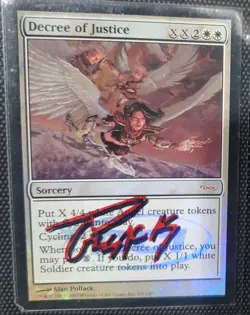 MTG FOIL DECREE OF JUSTICE JUDGE PROMO DCI SHADOW SIGNED BY ARTIST - Image 1