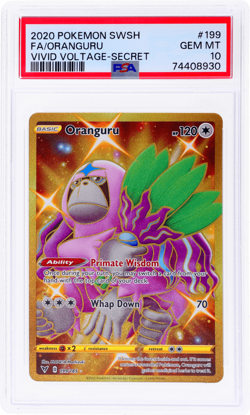 2020 Pokemon Sword and Shield Vivid Voltage Oranguru Secret #199 PSA 10 - Image 1