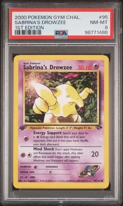 2000 POKEMON GYM CHALLENGE 1ST ED #95 SABRINA'S DROWZEE PSA 8 - Image 1