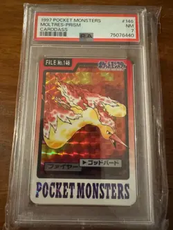 Moltres Pokemon 1997 Prism Bandai Carddass Japanese #146 PSA 7 - Image 1
