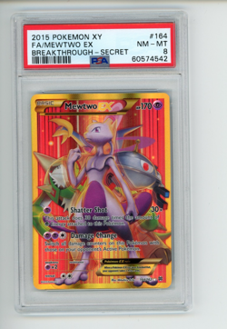 2015 Pokemon Breakthrough Mewtwo EX 164/162 Full Art Secret Rare PSA 8 NM-MT - Image 1