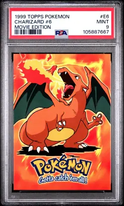 1999 TOPPS POKEMON THE MOVIE EDT #E6 CHARIZARD #6 PSA 9 - Image 1