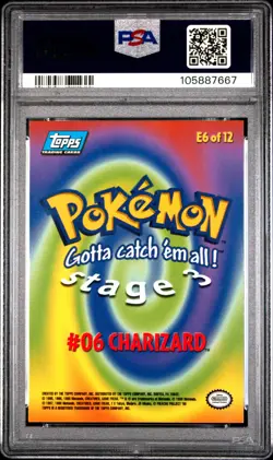 1999 TOPPS POKEMON THE MOVIE EDT #E6 CHARIZARD #6 PSA 9 - Image 2