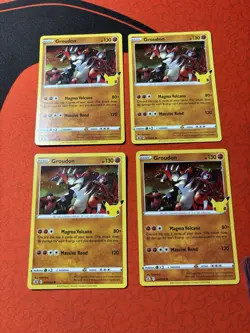 (4) Groudon 017/025 25th Anniversary Celebrations Pokemon TGC Holo Rare NM+ - Image 1