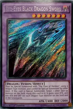 DRL2-EN012 RED-EYES BLACK DRAGON SWORD SECRET RARE 1ST EDITION YuGiOh CARD - Image 1