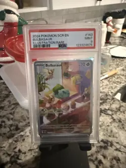 Pokemon TCG Bulbasaur Card 143/142 Stellar Crown Illustration Rare PSA 9 Mint - Image 1