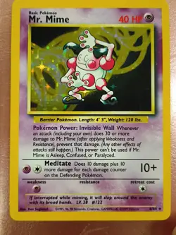 POKEMON TCG MR. MIME HOLOGRAPHIC CARD 6/64 MISPRINT NO SET SYMBOL UNGRADED - Image 1