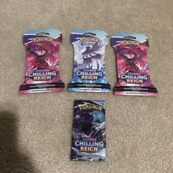 Pokemon Card - Chilling Reign - Sword & Shield - 4 sealed Booster Packs New - Image 1