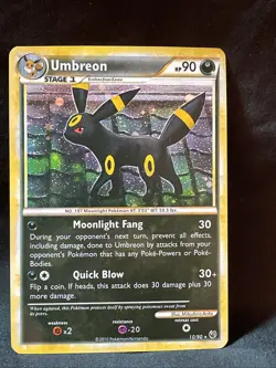 Umbreon 10/90 Holo Rare HGSS Undaunted Pokemon Card 2010 LP/NM SWIRL - Image 1