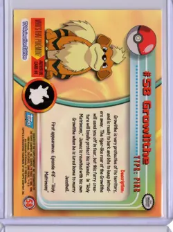 Pokemon Topps TV Growlithe 58 Blue Logo - Image 2