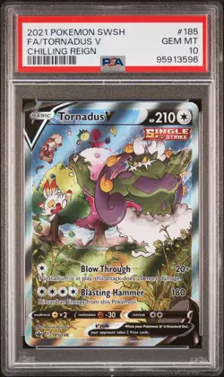 2021 Pokemon SWSH - Tornadus V Chilling Reign #185 PSA 10 - Image 1