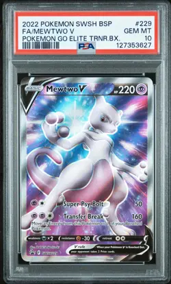 2022 POKEMON SWSH BLACK STAR PROMO #229 FULL ART/MEWTWO V PSA 10 - Image 1