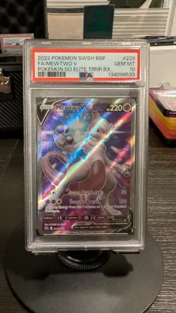 2022 POKEMON SWSH BLACK STAR PROMO #229 FULL ART/MEWTWO V PSA 10 - Image 1