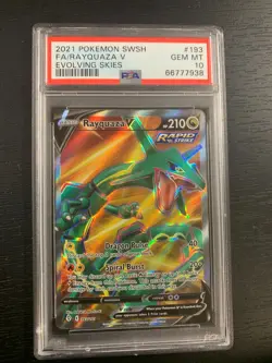 PSA 10 Graded Rayquaza V (Full Art) 2021 Pokemon SWSH07: Evolving Skies Holo 193 - Image 1