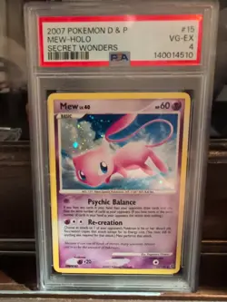 2007 Pokemon D&P Mew Holo Secret Wonders #15 PSA 4 - Image 1