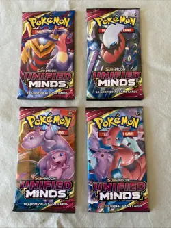 Pokemon TCG Unified Minds Booster Pack Lot of 4 - Factory Sealed(OKEB-01-035) - Image 1