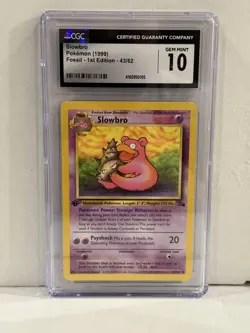 Pokemon Slowbro Fossil 1st Edition #43 CGC 10 Gem Mint - Image 1