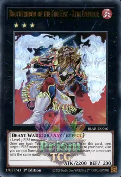 1st ed Brotherhood of the Fire Fist - Lion Emperor ultra rare BLAR-EN066 Yugioh - Image 1