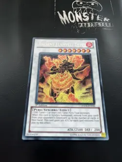 YUGIOH ANCIENT FLAMVELL DEITY SECRET RARE HA04-EN056 1ST EDITION - Image 1
