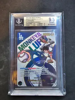 2025 One Piece LA Dodgers Giveaway Monkey.D.Luffy Promo Leader #EB02-010 BGS 9.5 - Image 1