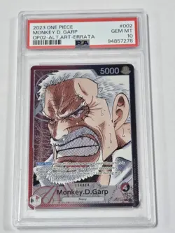 PSA GEM MT 10 ONE PIECE *ERRATA* OP02-PARAMOUNT WAR ALT ART #002 MONKEY D. GARP - Image 1