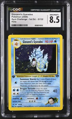 CGC 8.5 Giovanni's Gyarados Gym Challenge 1st Edition 5/132 Holo Pokemon Card - Image 1