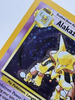 Pokemon TCG Alakazam Holo Rare Card 1/102 Base Set 2 Swirl - Image 3