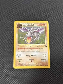 Pokemon TCG Aerodactyl Fossil Holo Card 1/62 Unlimited Rare, LP/NM Condition - Image 1