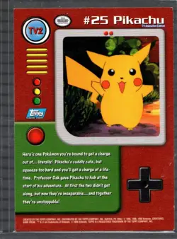 TV2 # 25 Pikachu Non Holo TOPPS TV Animation Edition Series 1 POKEMON Card - LP - Image 2