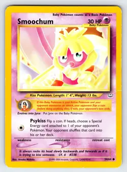 Smoochum 54/64 Neo Revelation Pokemon Card Nintendo Vintage WOTC Common - Mp - Image 1