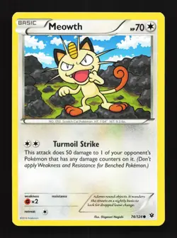 Meowth 74/124 LP Fates Collide English Pokemon Card TCG - Image 1
