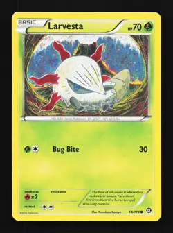 Larvesta 14/114 Steam Siege LP Pokemon Card TCG - Image 1