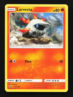 Larvesta 12/73 LP Shining Legends English Pokemon Card TCG - Image 1