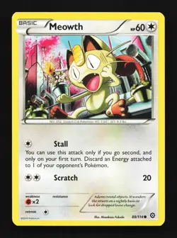 Meowth 88/114 Steam Siege MP Pokemon Card TCG - Image 1