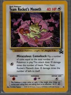 Pokemon Card - WoTC Black Star Promo Team Rocket's Meowth #18 LP - Image 1