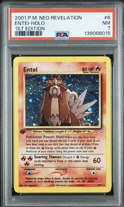 Pokemon TCG Neo Revelation 1st Edition Holo Rare Entei Card 6/64 PSA 7 new Cert - Image 1