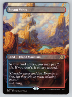 Steam Vents Borderless Shock Land Dual Side - Lorwyn Eclipsed MTG - Image 1