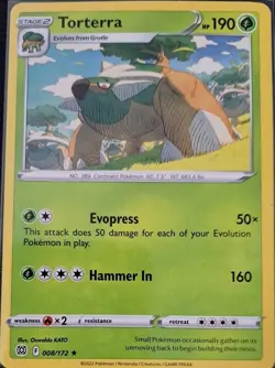 Torterra 008/172 Rare Sword & Shield Brilliant Stars 8/172 Pokemon NM - Image 1