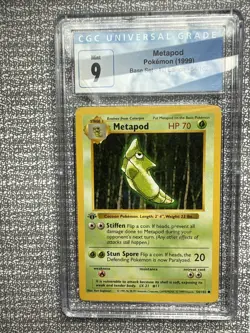 CGC 9 First Edition 1999 Pokemon Metapod Shadowless - Image 1