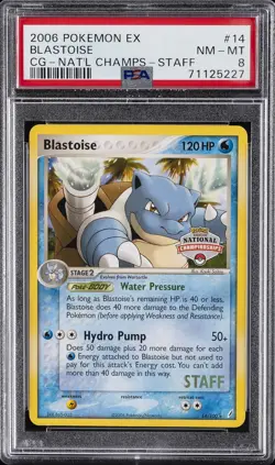 2006 POKEMON EX CRYSTAL GUARDIANS 2007 NAT CHAMPIONSHIPS-STAFF BLASTOISE PSA 8 - Image 1