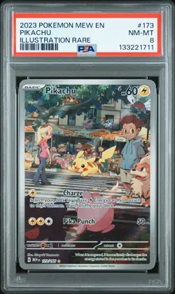 2023 POKEMON MEW EN-151 ILLUSTRATION RARE #173 PIKACHU PSA 8 - Image 1