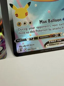 Pokemon TCG Flying Pikachu VMAX Holo Ultra Rare Card 007/025 Celebrations - Image 5